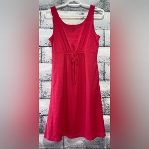 🔶Columbia Red Midi Dress Sz Medium with Drawstring Empire Waist